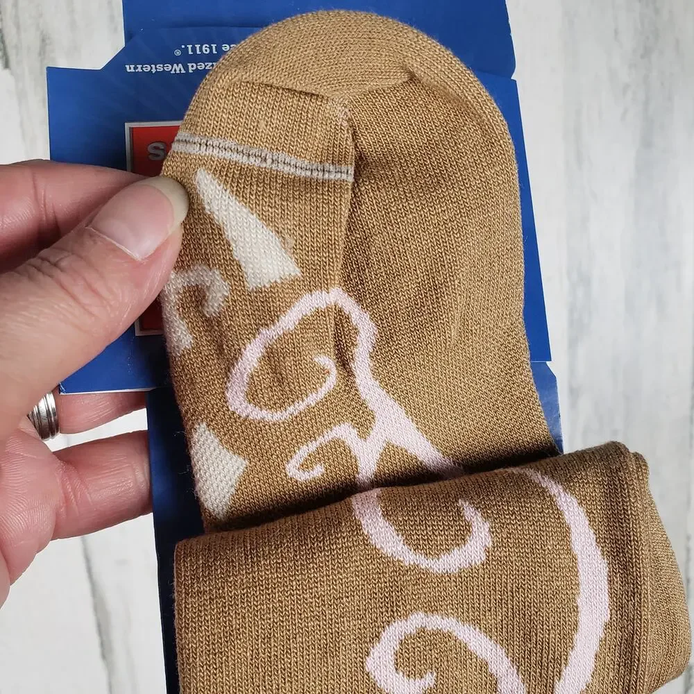 NWT Justin Boots Fashion Cushioned Sole Over The Calf Socks Women's Size Small